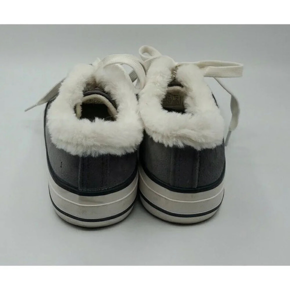 PJ Salvage Gray Velour and Faux Fur Sneakers Size 8 Flats Casual Fun Shoes - Picture 6 of 12